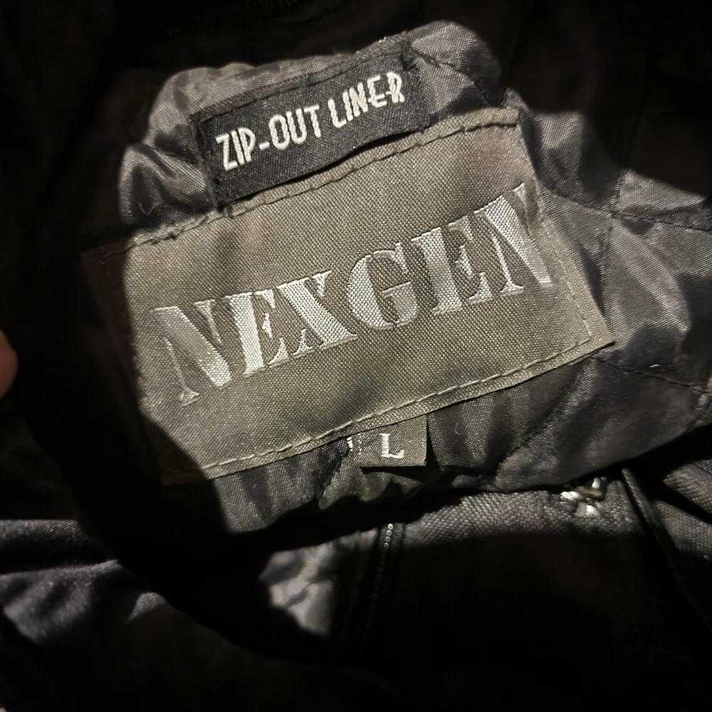 Nexgen Motorcycle Biker Jacket Black Leather & Nylon Men's Large L Fitted EUC